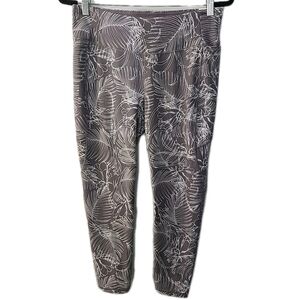 Calia by Carrie Underwood Gray White Floral Mid-Rise 7/8 Ankle Leggings Sz L NWT